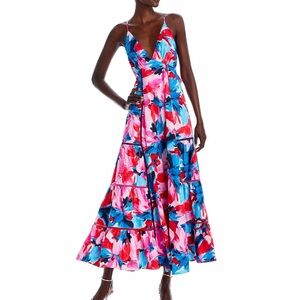 Aqua- Floral Tie Back Maxi Dress